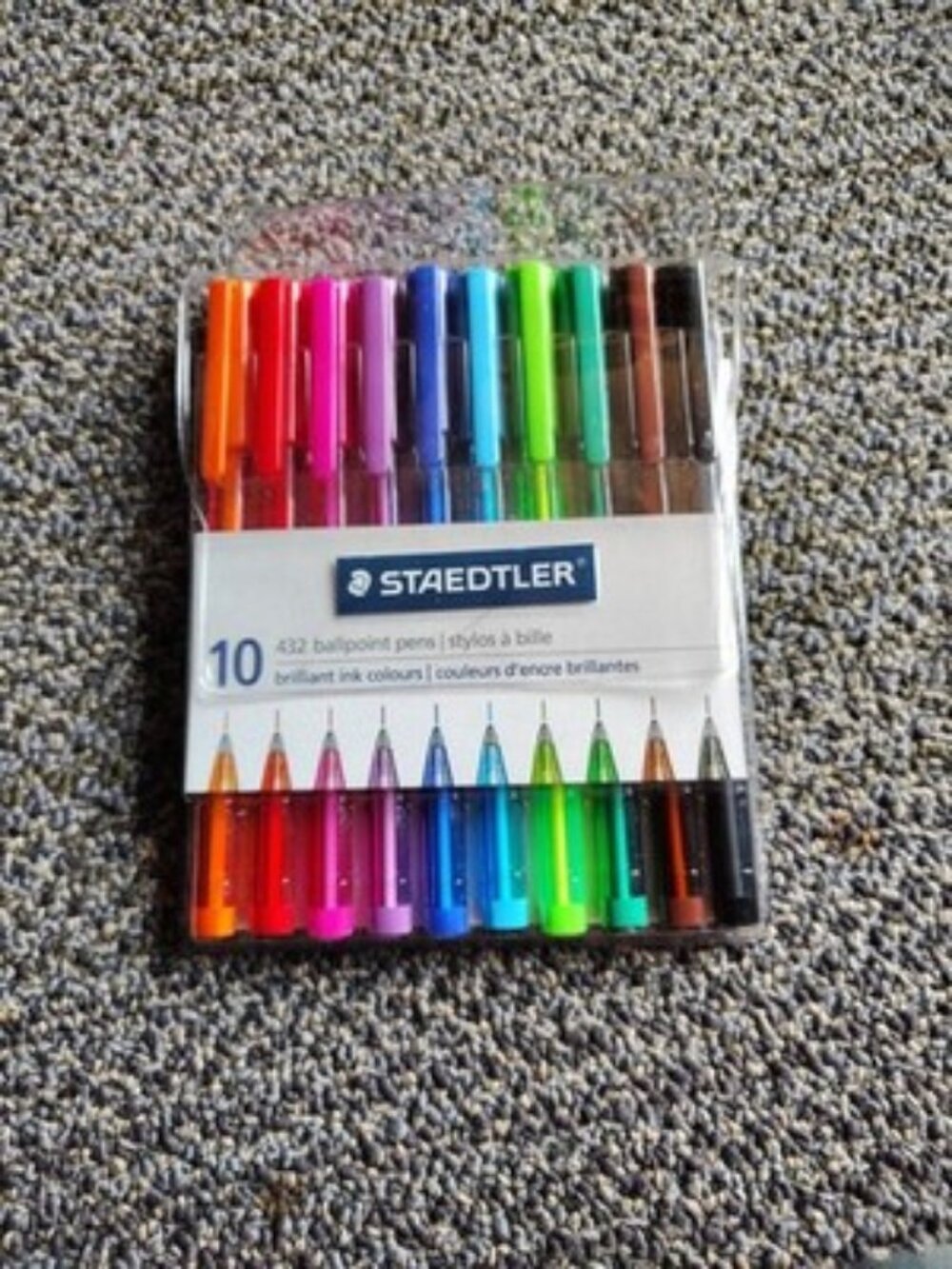 10 Color Ballpoint Stick Pens Ergonomic Triangular Barrel Pack of 10